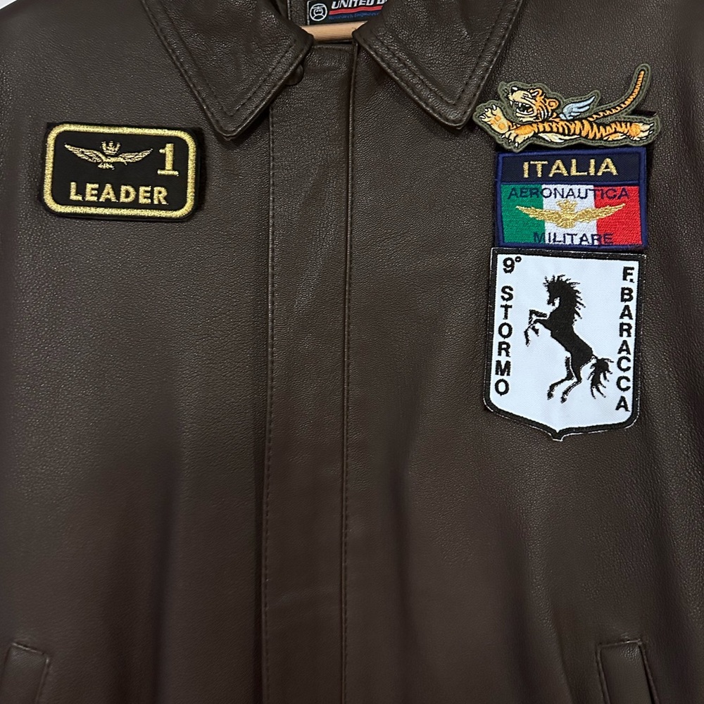 Brown, size L, leather jacket, pilot, Italian Air Force - Picture 2 of 16
